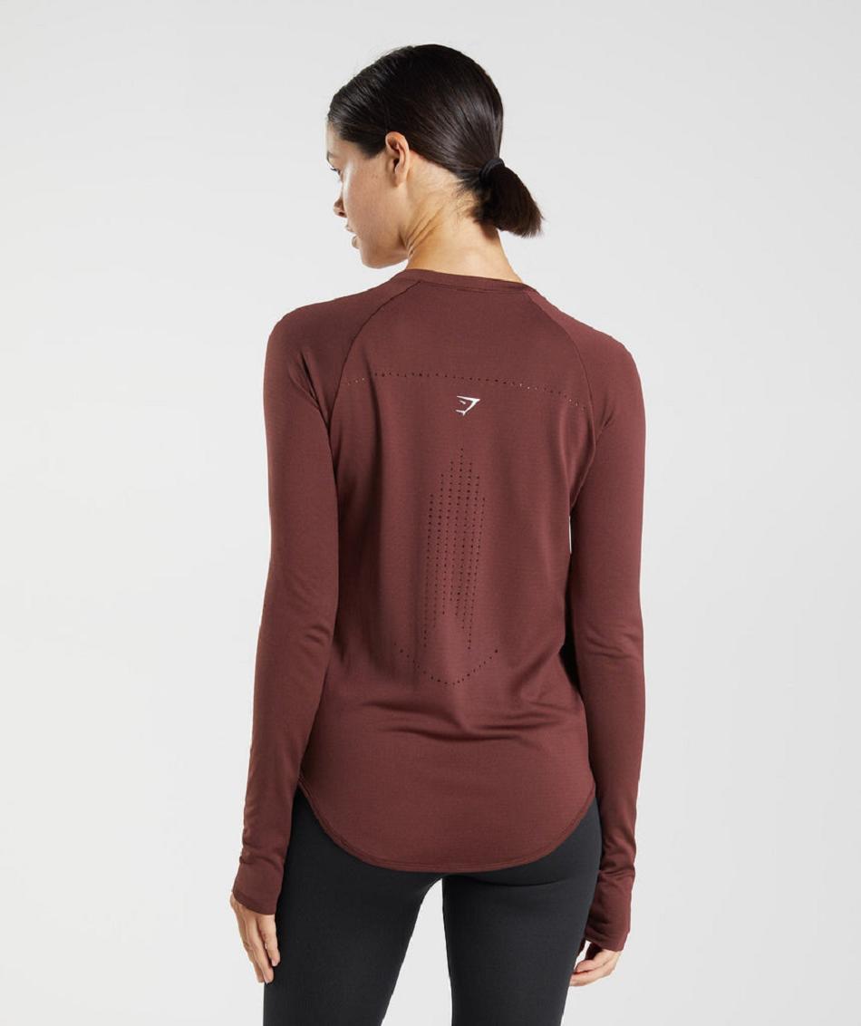 Long Sleeve Gymshark Sweat Seamless Mujer Burdeos | CO 2300SGL